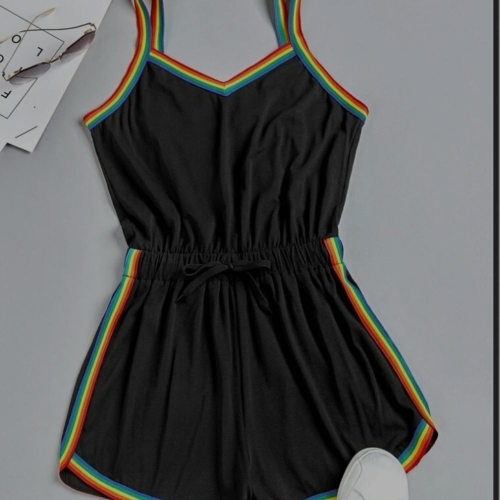 Rainbow & Black Romper